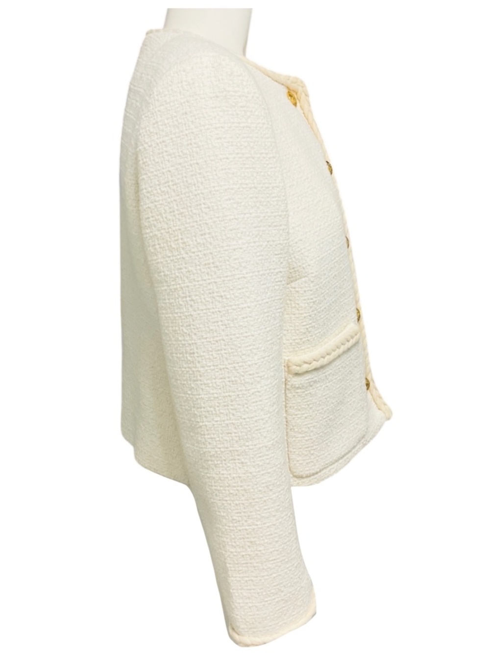 NILI LOTAN IVORY TWEED ROMY CROPPED JACKET - Picture 2 of 5